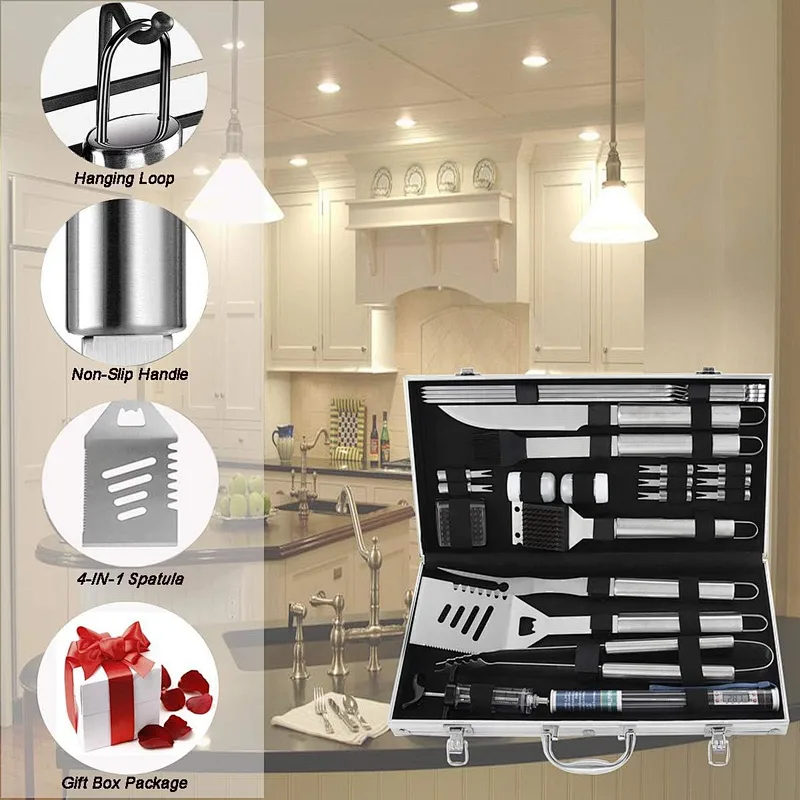 24 Piece Stainless Steel BBQ Tool Set BBQ Grill Tools Set BBQ Grill Accessories